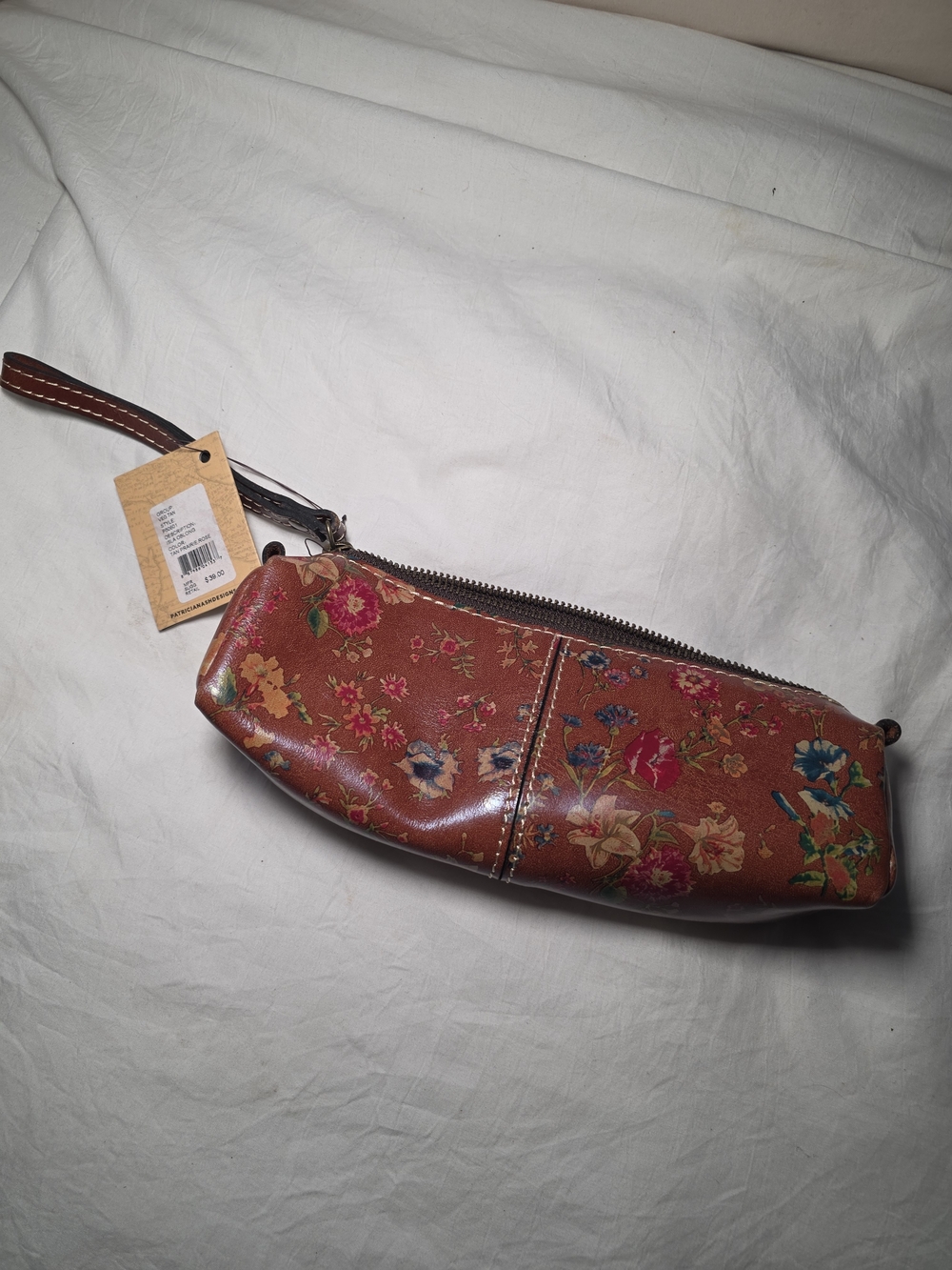 Patricia Nash Floral Leather Wristlet Clutch - Brown Floral
